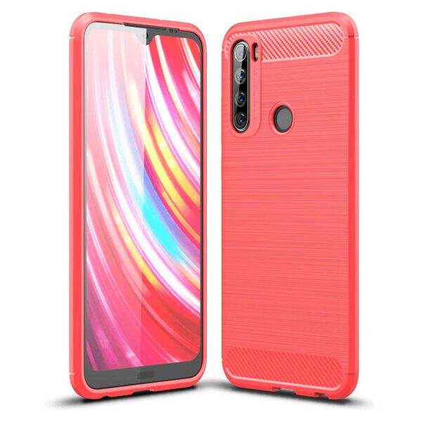 

Силиконовый противоударный чехол Polished Carbon для Xiaomi Redmi Note 8T (Красный)