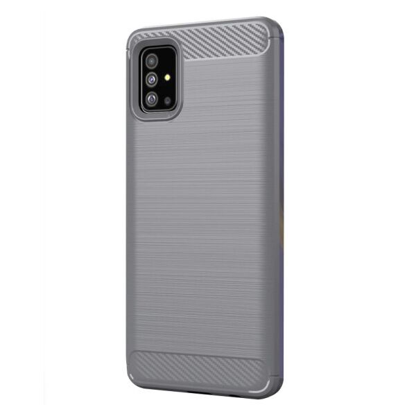 

Силиконовый противоударный чехол Polished Carbon для Samsung Galaxy A71 (Серый)