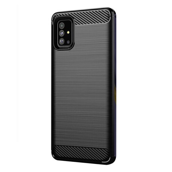 

Силиконовый противоударный чехол Polished Carbon для Samsung Galaxy A71 (Черный)