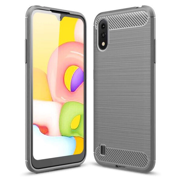 

Силиконовый противоударный чехол Polished Carbon для Samsung Galaxy A01 (Серый)