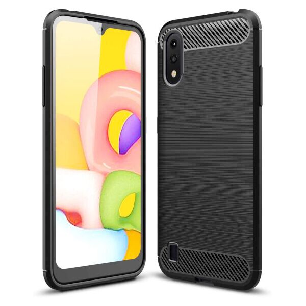 

Силиконовый противоударный чехол Polished Carbon для Samsung Galaxy A01 (Черный)