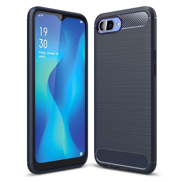 

Силиконовый противоударный чехол Polished Carbon для Realme C2 (Синий)