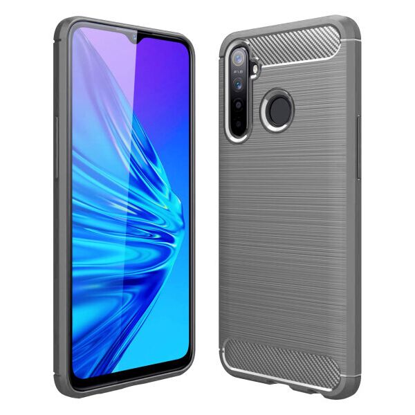 

Силиконовый противоударный чехол Polished Carbon для Realme 5 Pro (Серый)