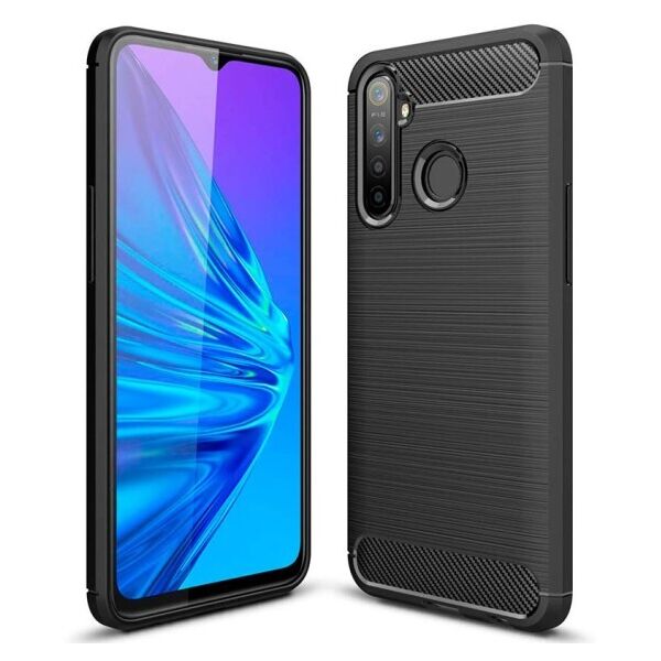 

Силиконовый противоударный чехол Polished Carbon для Realme 5 Pro (Черный)