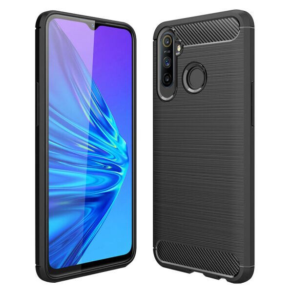 

Силиконовый противоударный чехол Polished Carbon для Realme C3 (Черный)