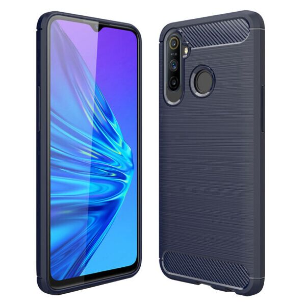 

Силиконовый противоударный чехол Polished Carbon для Realme C3 (Синий)
