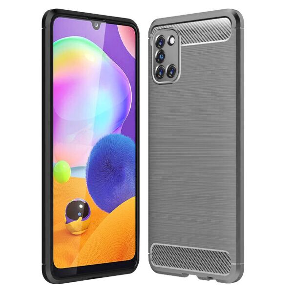

Силиконовый противоударный чехол Polished Carbon для Samsung Galaxy A31 (Серый)