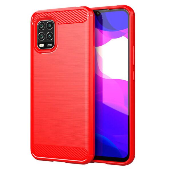 

Силиконовый противоударный чехол Polished Carbon для Xiaomi Mi 10 Lite (Красный)