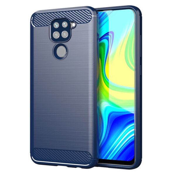 

Силиконовый противоударный чехол Polished Carbon для Xiaomi Redmi Note 9 (Синий)