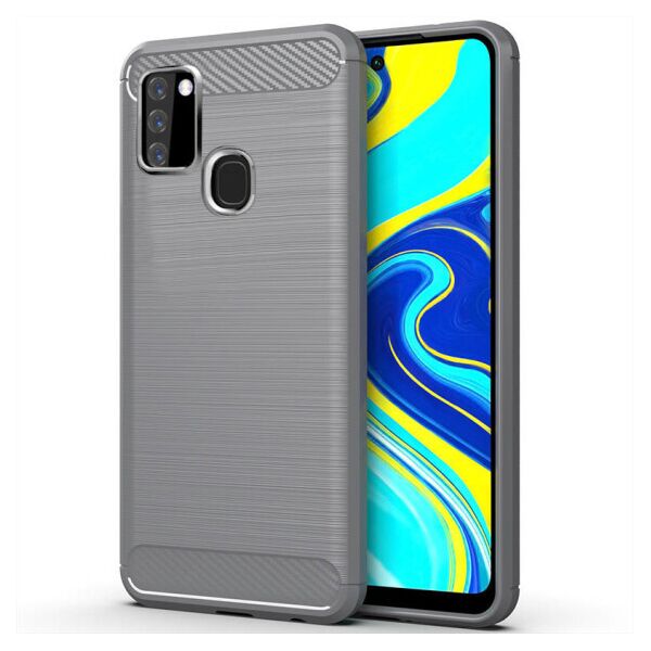 

Силиконовый противоударный чехол Polished Carbon для Samsung Galaxy A21s (Серый)