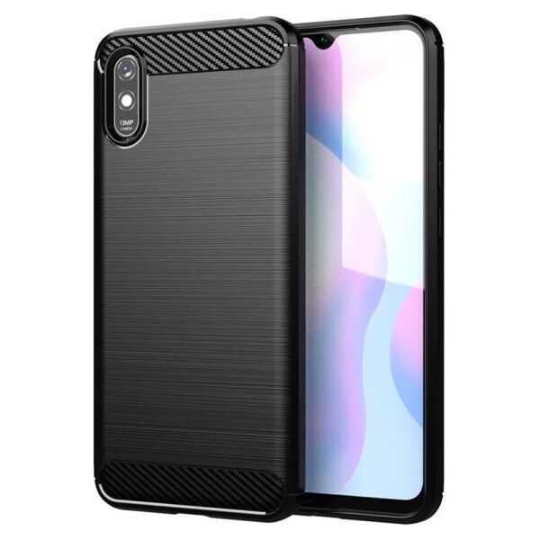 

Силиконовый противоударный чехол Polished Carbon для Xiaomi Redmi 9A (Черный)