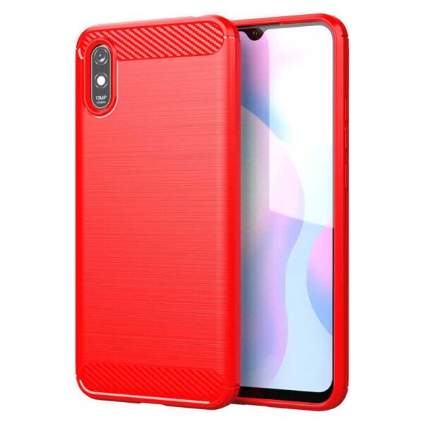 

Силиконовый противоударный чехол Polished Carbon для Xiaomi Redmi 9A (Красный)