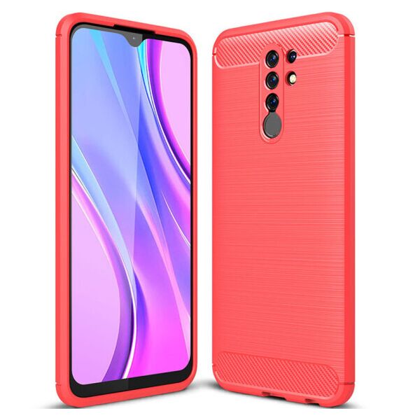 

Силиконовый противоударный чехол Polished Carbon для Xiaomi Redmi 9 (Красный)