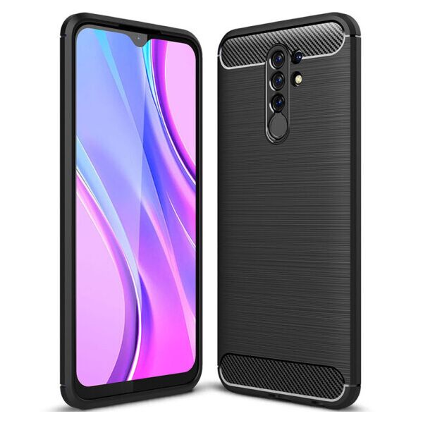 

Силиконовый противоударный чехол Polished Carbon для Xiaomi Redmi 9 (Черный)