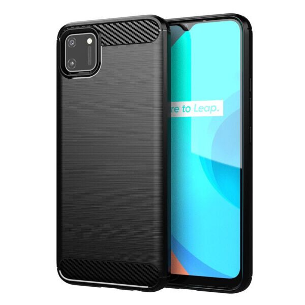 

Силиконовый противоударный чехол Polished Carbon для Realme C11 (Черный)