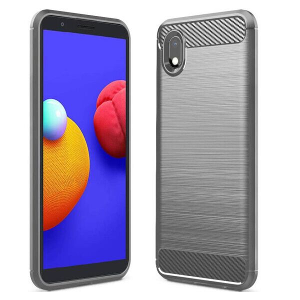 

Силиконовый противоударный чехол Polished Carbon для Samsung Galaxy M01 Core / A01 Core (Серый)