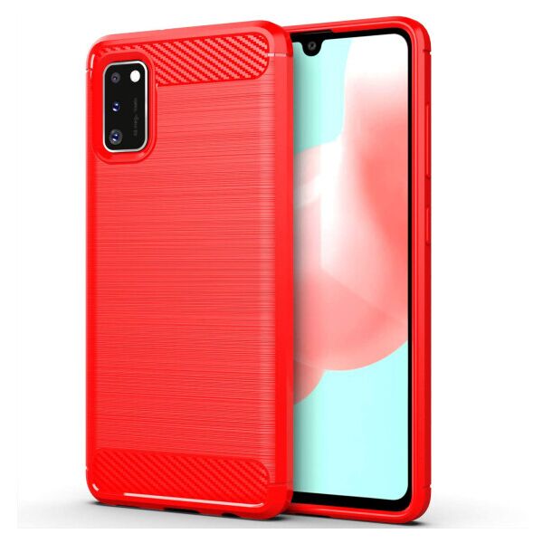 

Силиконовый противоударный чехол Polished Carbon для Samsung Galaxy A41 (Красный)