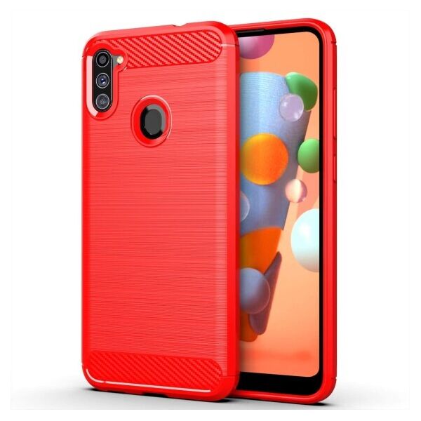 

Силиконовый противоударный чехол Polished Carbon для Samsung Galaxy A11 / M11 (Красный)