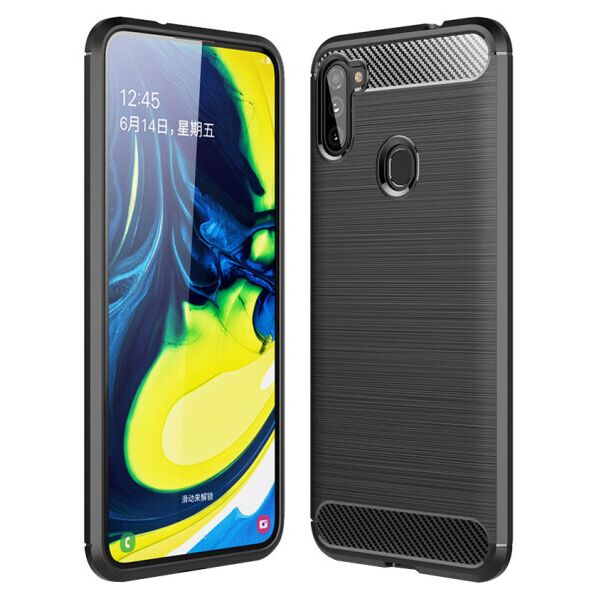 

Силиконовый противоударный чехол Polished Carbon для Samsung Galaxy A11 / M11 (Черный)