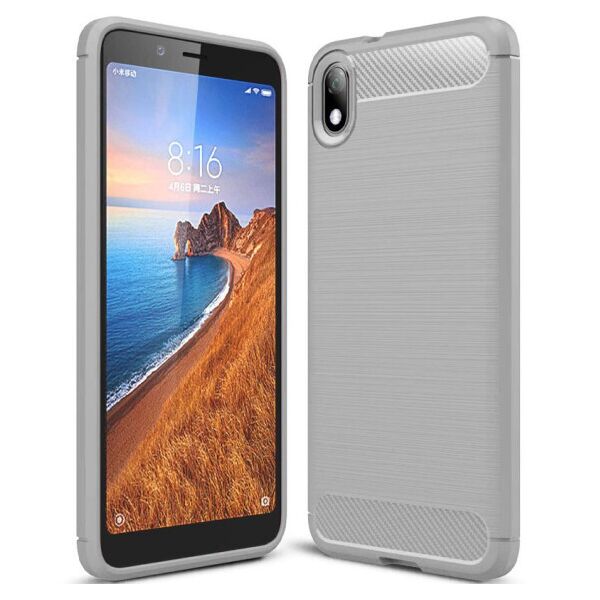 

Силиконовый противоударный чехол Polished Carbon для Xiaomi Redmi 7A (Серый)