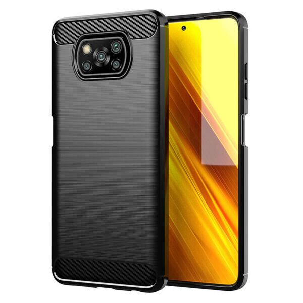 

Силиконовый противоударный чехол Polished Carbon для Xiaomi Poco X3 NFC (Черный)