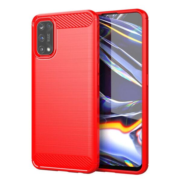 

Силиконовый противоударный чехол Polished Carbon для Realme 7 Pro (Красный)