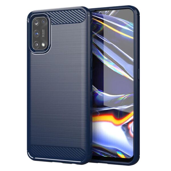 

Силиконовый противоударный чехол Polished Carbon для Realme 7 Pro (Синий)