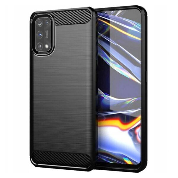 

Силиконовый противоударный чехол Polished Carbon для Realme 7 Pro (Черный)