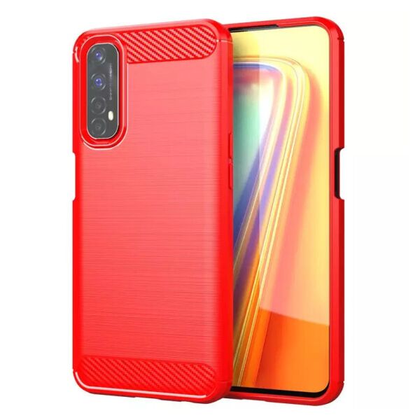

Силиконовый противоударный чехол Polished Carbon для Realme 7 (Красный)