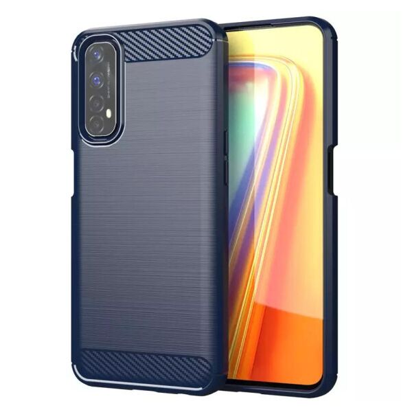 

Силиконовый противоударный чехол Polished Carbon для Realme 7 (Синий)