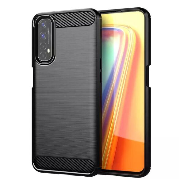 

Силиконовый противоударный чехол Polished Carbon для Realme 7 (Черный)