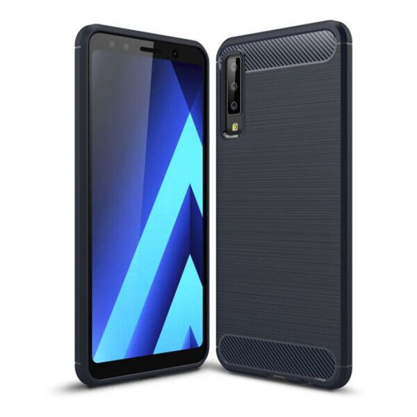 

Силиконовый противоударный чехол Polished Carbon для Samsung Galaxy A750 A7 (2018) (Синий)