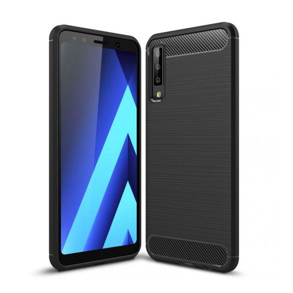 

Силиконовый противоударный чехол Polished Carbon для Samsung Galaxy A750 A7 (2018) (Черный)