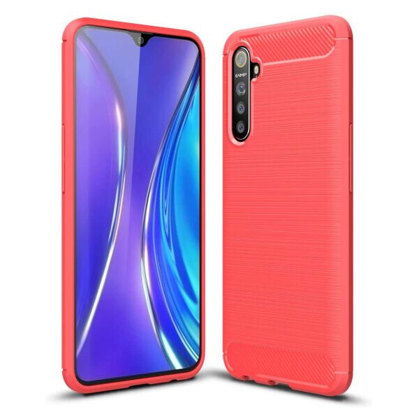 

Силиконовый противоударный чехол Polished Carbon для Realme 6 (Красный)