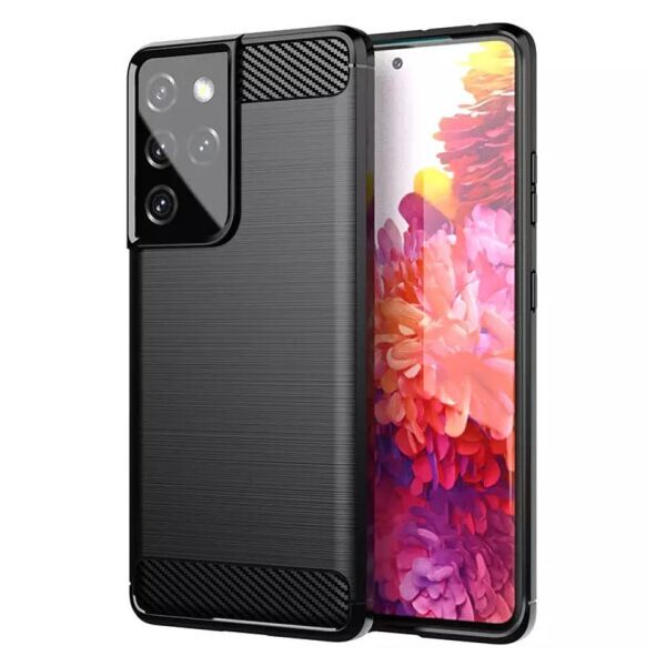 

Силиконовый противоударный чехол Polished Carbon для Samsung Galaxy S21 Ultra (Черный)