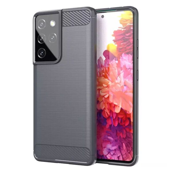 

Силиконовый противоударный чехол Polished Carbon для Samsung Galaxy S21 Ultra (Серый)