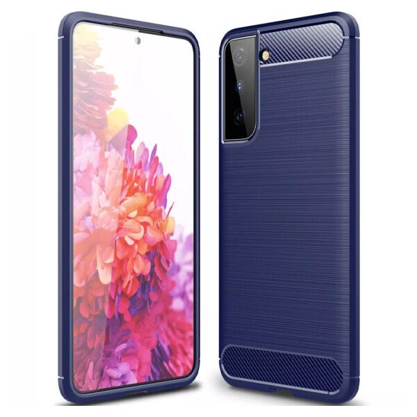 

Силиконовый противоударный чехол Polished Carbon для Samsung Galaxy S21 (Синий)