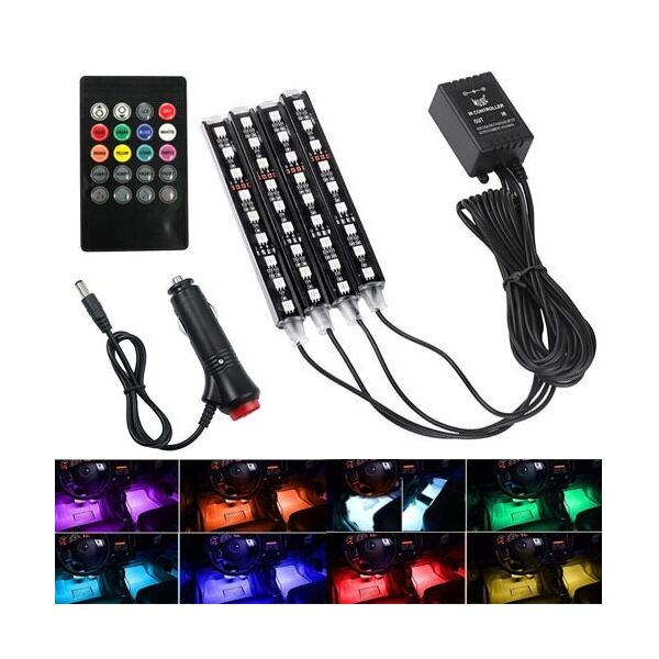

Декоративная RGB LED подсветка салона авто цветомузыка c пультом