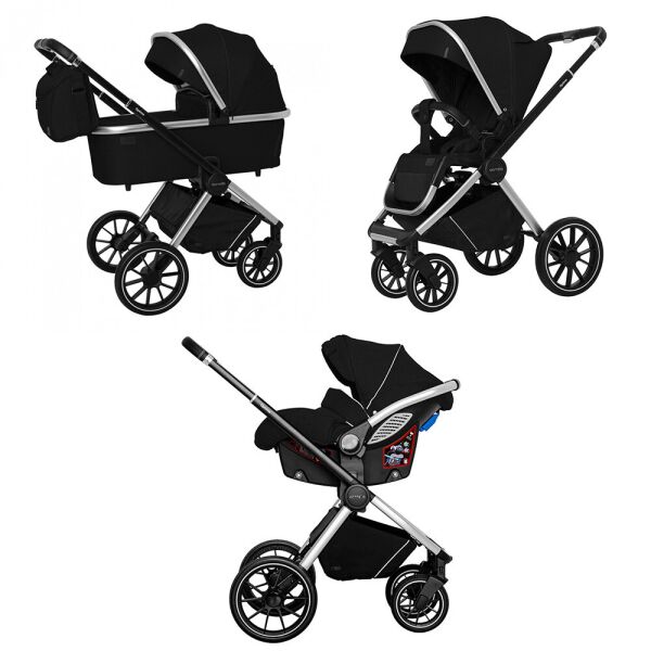 

Коляска универсальная CARRELLO Optima CRL-6504 (3in1) Leather Black в льне