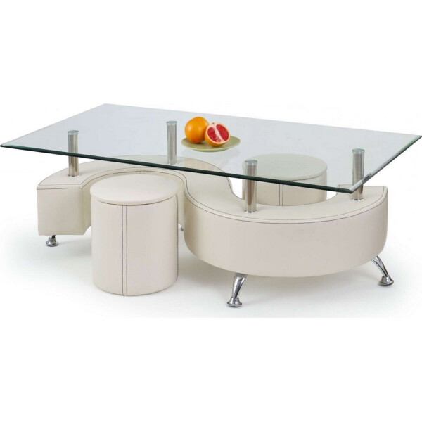 

Стол журнальный Halmar NINA 3 H 2 пуфа Белый