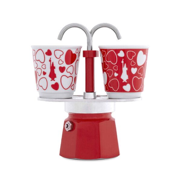 

Набор Bialetti Mini Express Cuore кофеварка на 2 чашки + 2 стакана Cuore (0006380)