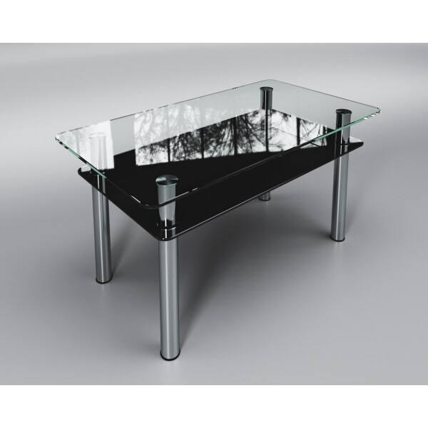 

Стеклянный стол Вега с полкой (журнальный) черный