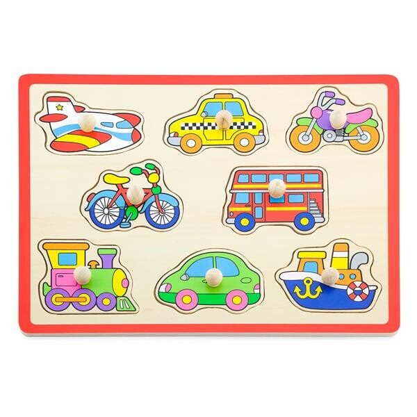 

Дерев'яна рамка-вкладиш Viga Toys Кольоровий транспорт (50016)