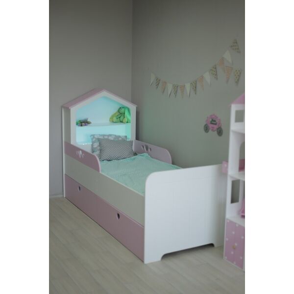 

Кроватка домик KidsDom 160/90 бело/розовая