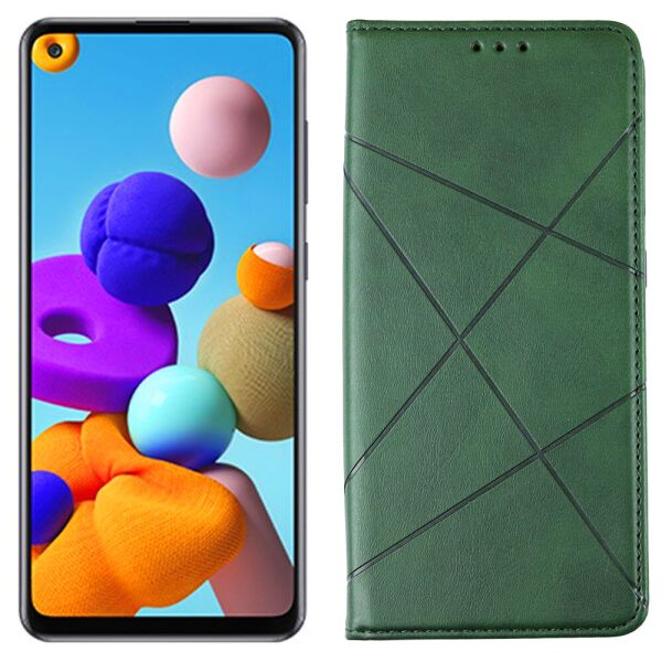 

Чехол-книжка Lines Leather for Samsung A217 Galaxy A21s Green (30989)