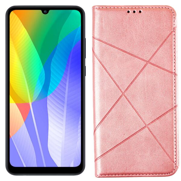 

Чехол-книжка Lines Leather for Huawei Y6P Pink (30978)