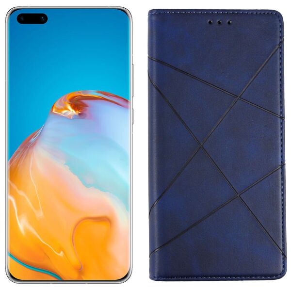 

Чехол-книжка Lines Leather for Huawei P40 Blue (30973)