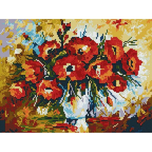 

Алмазная мозаика. Rainbow Art Маки в вазе 30*40см EJ308