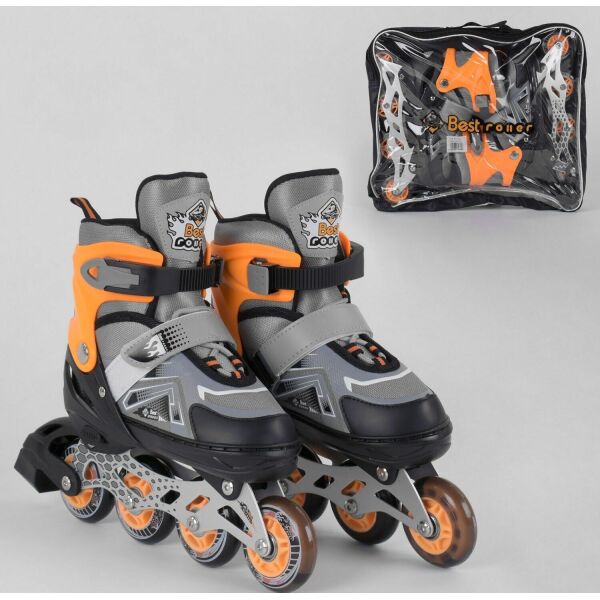 

Роликовые коньки раздвижные на размер 34-37 с PU колесами светятся 5977-М Best Roller, оранжевые