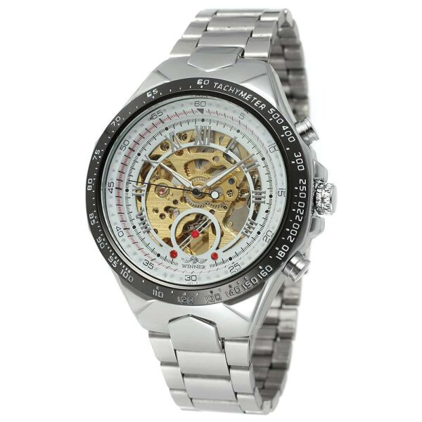 

Мужские часы Winner 8067 Silver-Black-Gold Cristal